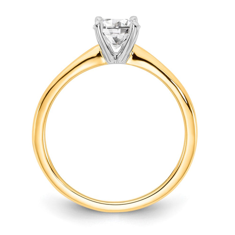 14K Two-Tone Gold 3/4 carat Certified Lab Grown Diamond VS+ F+ Oval Complete Solitaire Engagement Ring