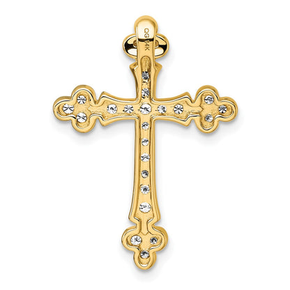 14K Yellow Gold 1/2 carat Diamond Budded Cross Chain Slide