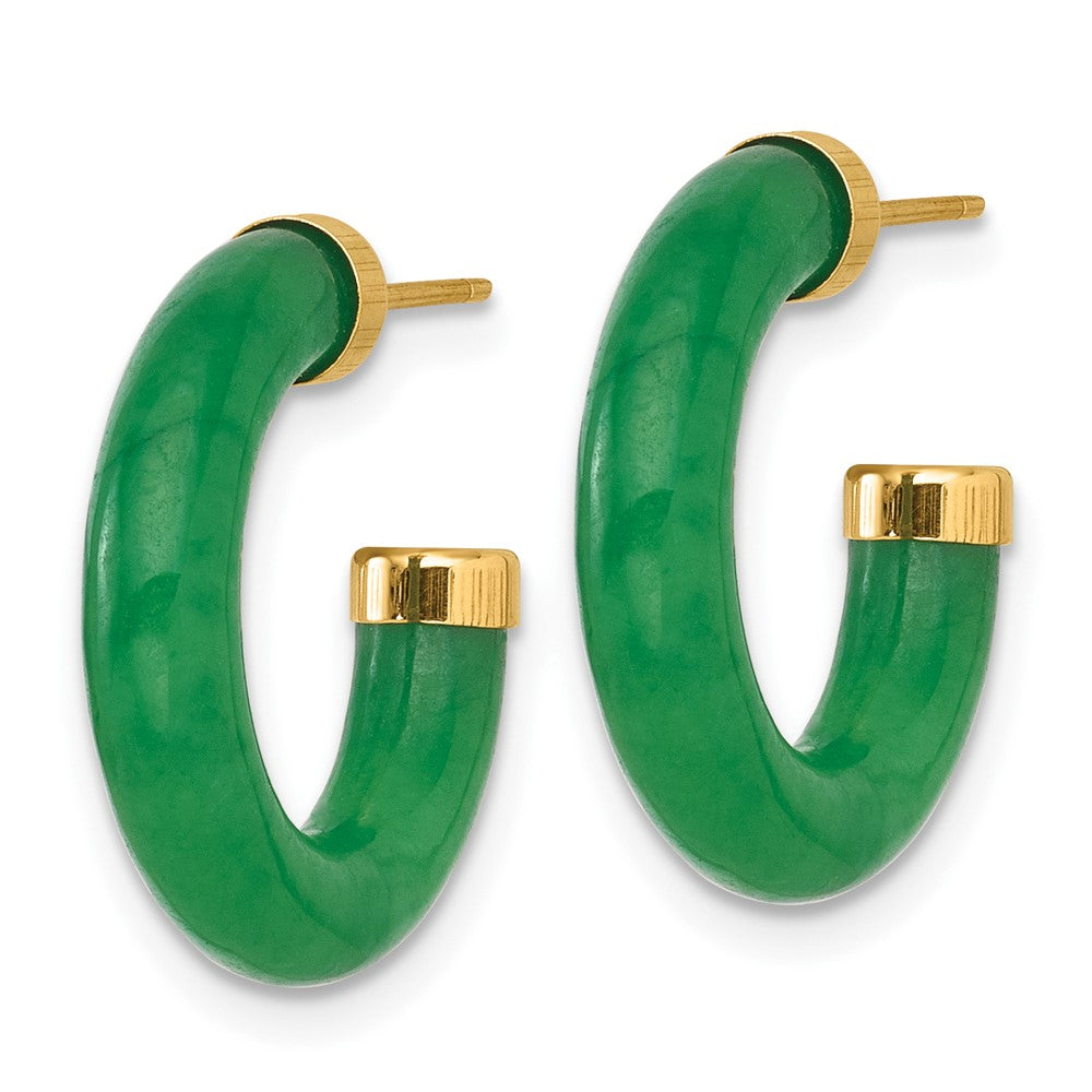 14K Yellow Gold Polished 3.8mm Jade Post C-Hoop Earrings