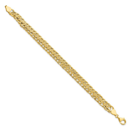 14K Yellow Gold Polished and Textured Fancy Link 7.75 Inch Bracelet