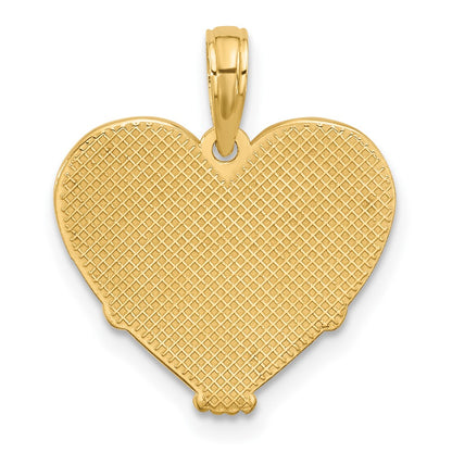 14K Yellow Gold Polished and Brushed Fancy Scrolled Heart Charm