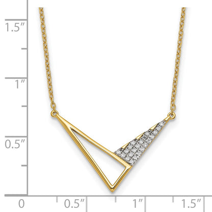 14K Yellow Gold Polished 1/10 carat Diamond Geometric Triangles 18 Inch Fashion Necklace