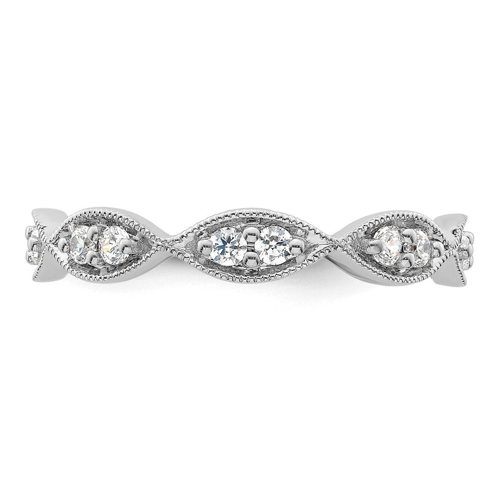 14K White Gold Polished Size 8.5 Vintage Pave 1/2 carat Diamond Complete Eternity Wedding Band Ring
