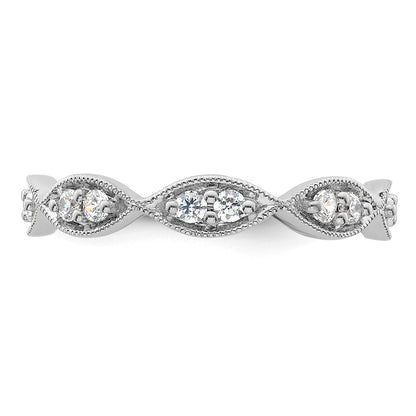 14K White Gold Polished Size 8.5 Vintage Pave 1/2 carat Diamond Complete Eternity Wedding Band Ring