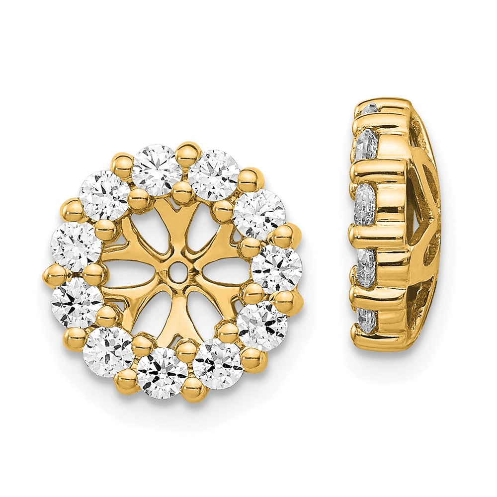 14K Yellow Gold 1 carat Diamond Circle Earring Jackets