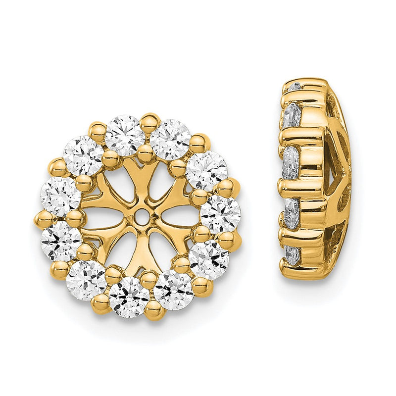 14K Yellow Gold 1 carat Diamond Circle Earring Jackets