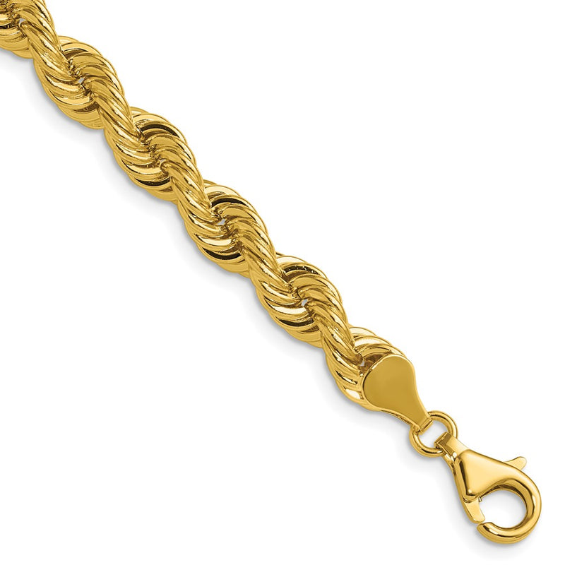 14K Yellow Gold 6.7mm Regular Rope 9 Inch Chain