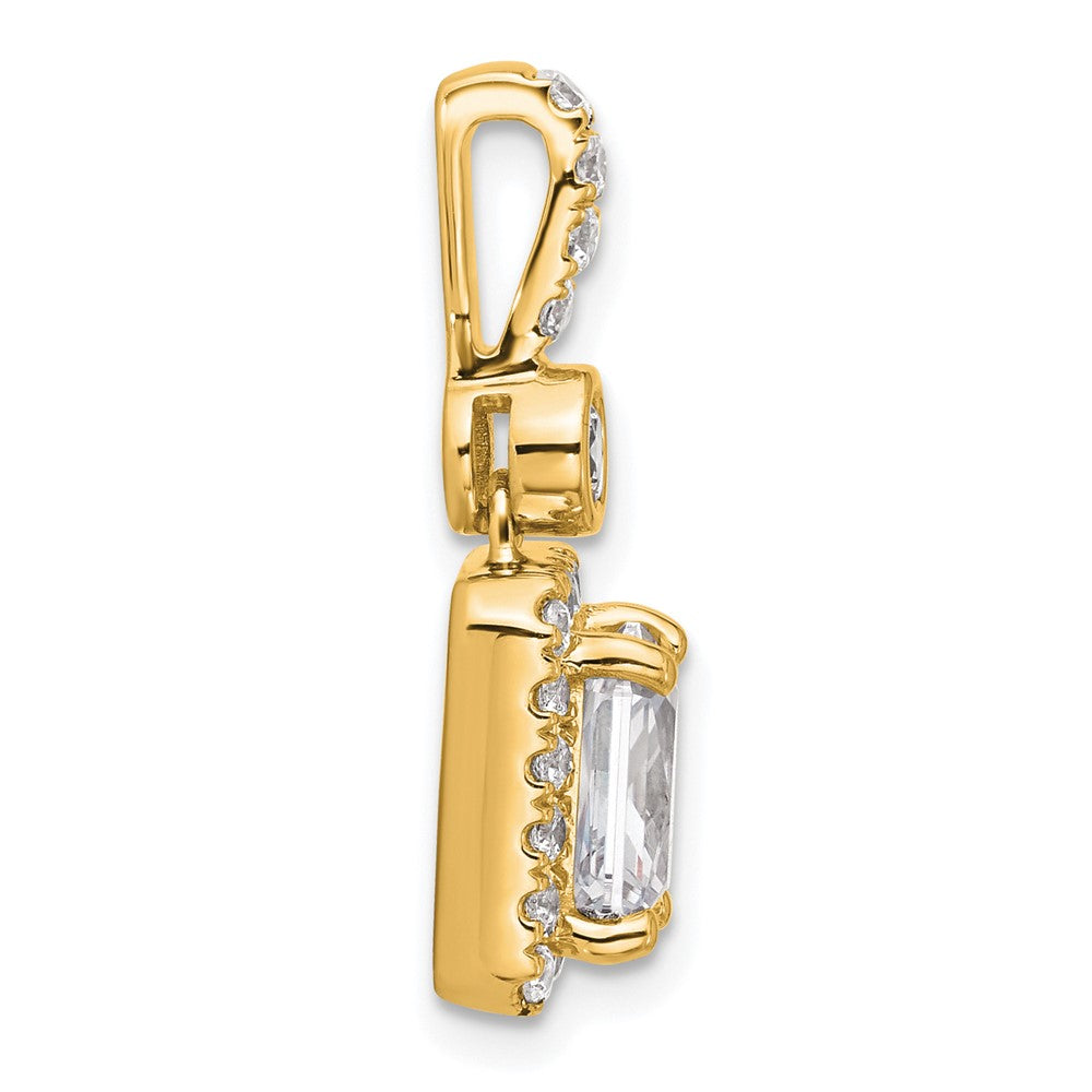 14K Yellow Gold 2 carat Lab Grown Diamond VS+ F+ Radiant Complete Halo Pendant