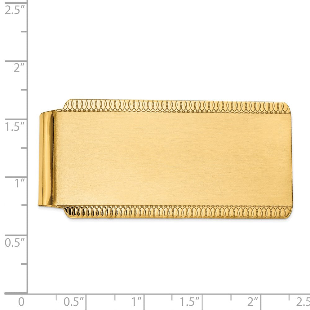 14K Yellow Gold Men's Engraveable Sandblast Edge Money Clip