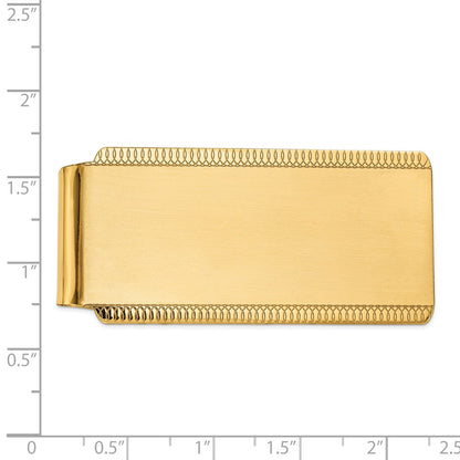 14K Yellow Gold Men's Engraveable Sandblast Edge Money Clip