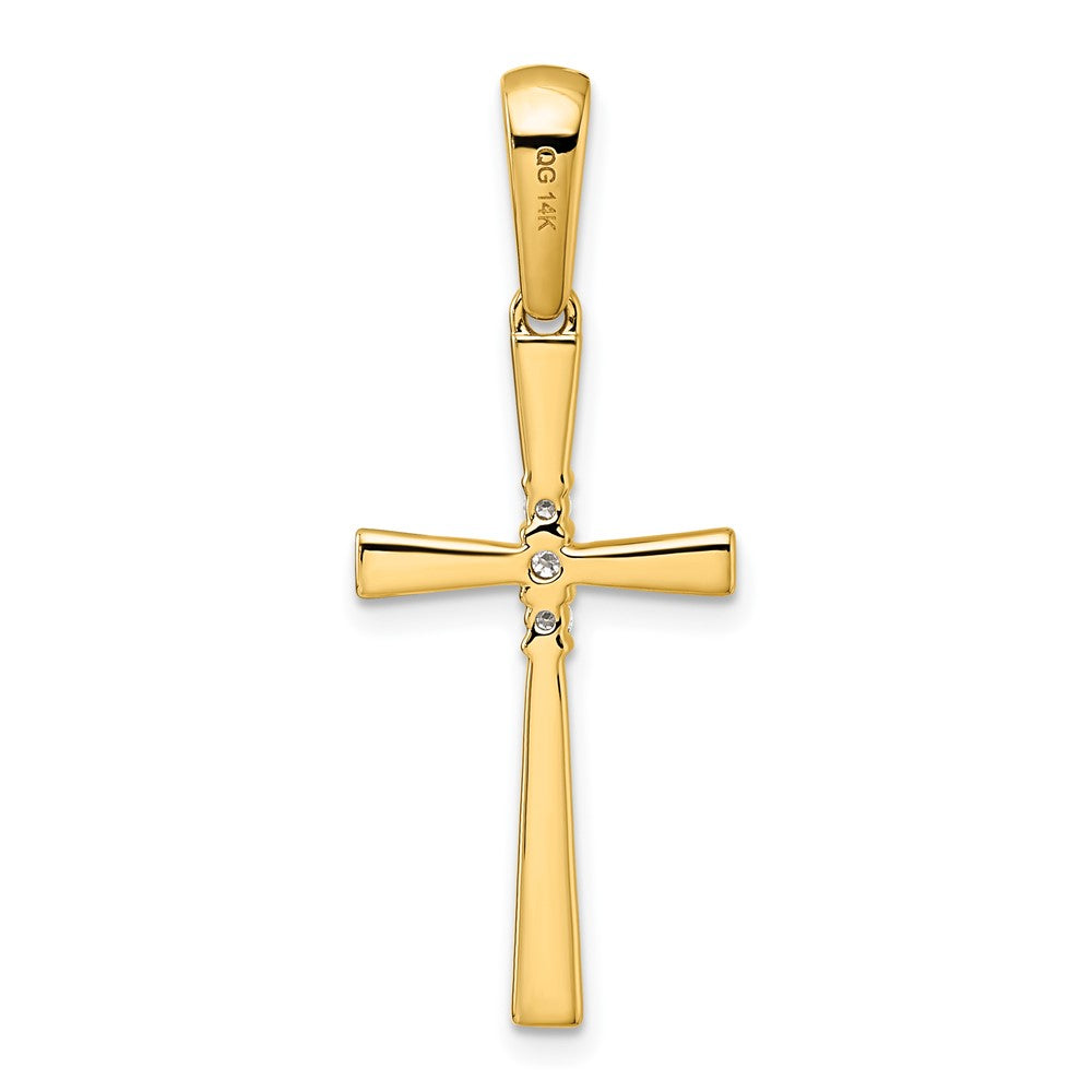 14K Yellow Gold 1/15 carat Diamond Cross Pendant