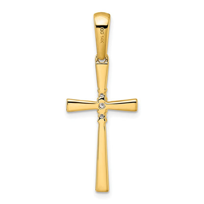 14K Yellow Gold 1/15 carat Diamond Cross Pendant