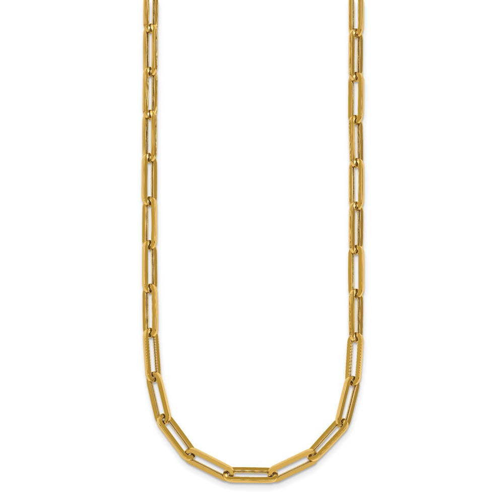 14K Yellow Gold Polished 4.3mm Paperclip Link 18 Inch Necklace
