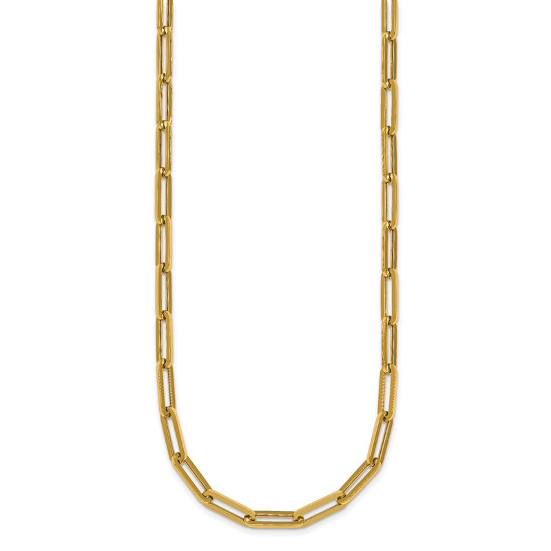 14K Yellow Gold Polished 4.3mm Paperclip Link 18 Inch Necklace