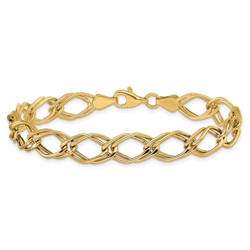 14K Yellow Gold Fancy Link 7 Inch Bracelet
