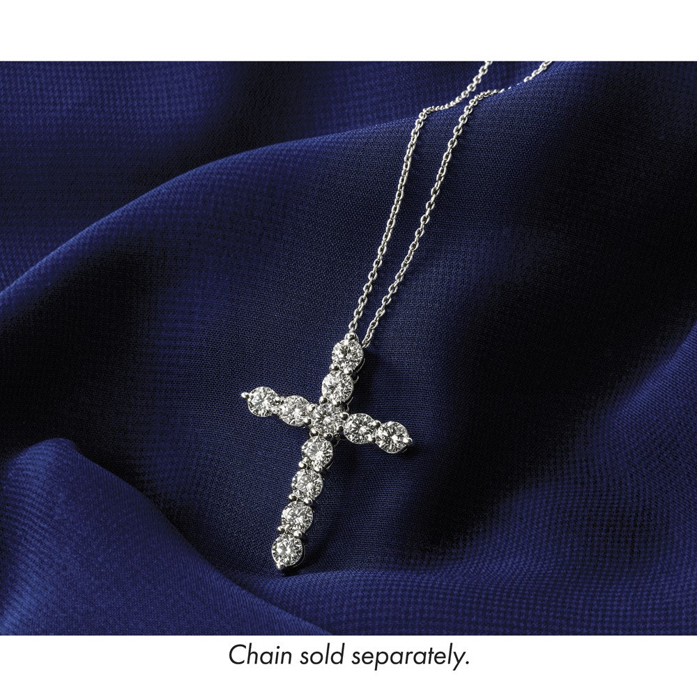 14K White Gold 1 carat Lab Grown Diamond VS+ F+ Complete Cross Chain Slide Pendant
