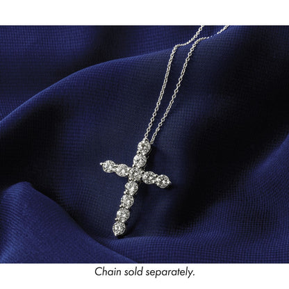 14K White Gold 1 carat Lab Grown Diamond VS+ F+ Complete Cross Chain Slide Pendant