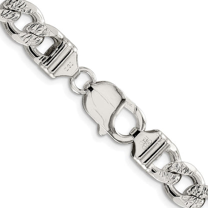 Sterling Silver Rhodium-plated 9.3mm Pav‚ Curb 26 Inch Chain