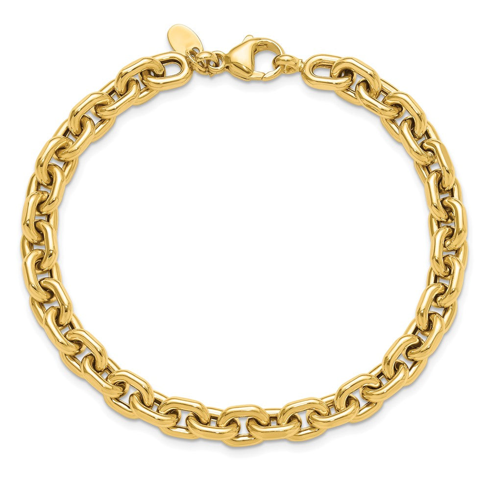 14K Yellow Gold Polished 6.8mm Fancy Cable Link 8 Inch Bracelet
