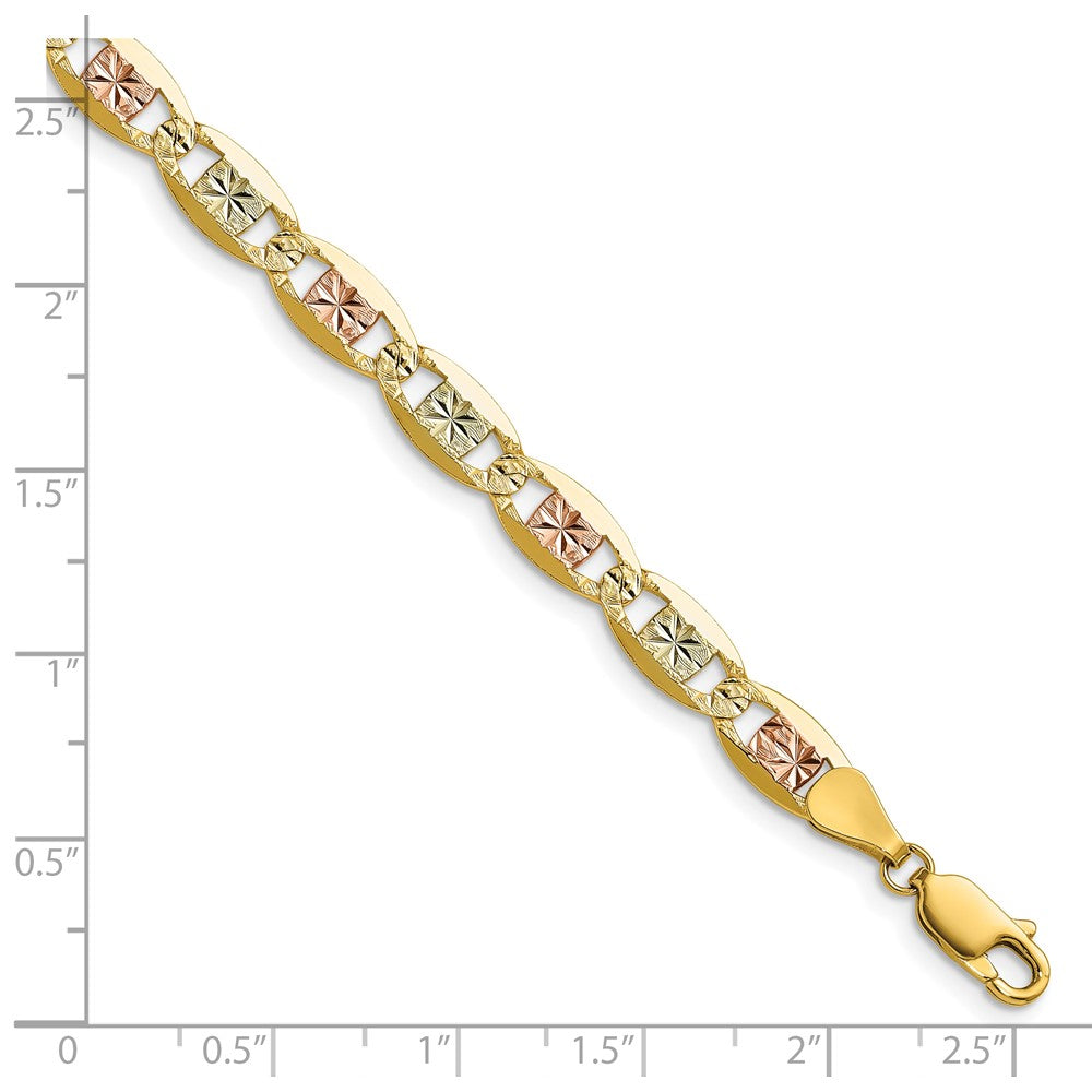14K Tri-Color Gold 6.1mm Tri-color Gold Pav‚ Valentino Chain Bracelet