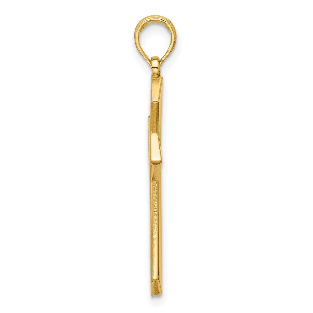 14K Yellow Gold Polished Pointed Christian Cross Pendant
