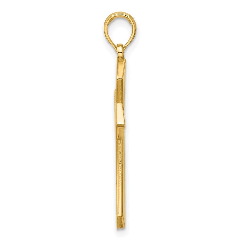 14K Yellow Gold Polished Pointed Christian Cross Pendant