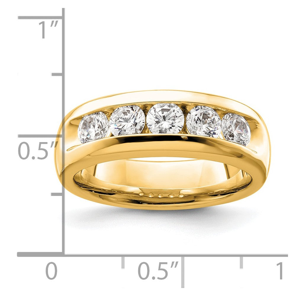14K Yellow Gold 5-Stone Diamond Channel Wedding Band Ring
