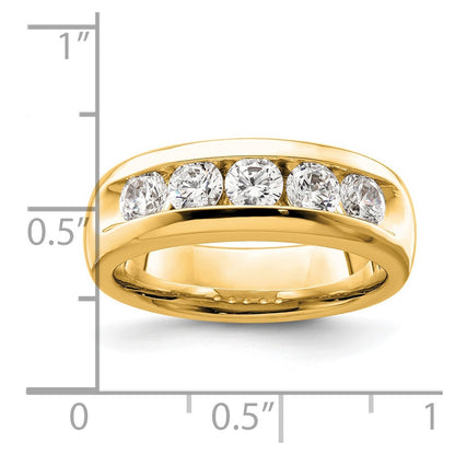 14K Yellow Gold 5-Stone Diamond Channel Wedding Band Ring