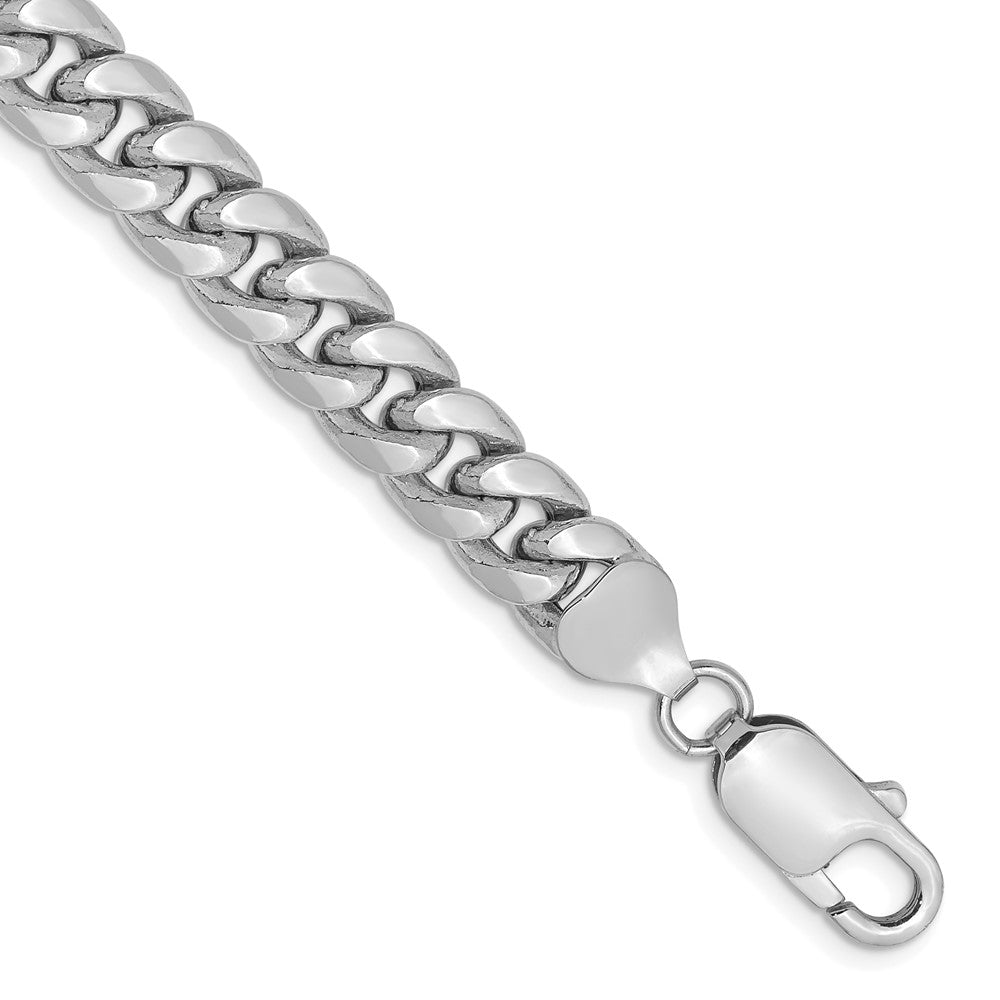 14K White Gold 7.3mm Semi-Solid Miami Cuban 9 Inch Chain
