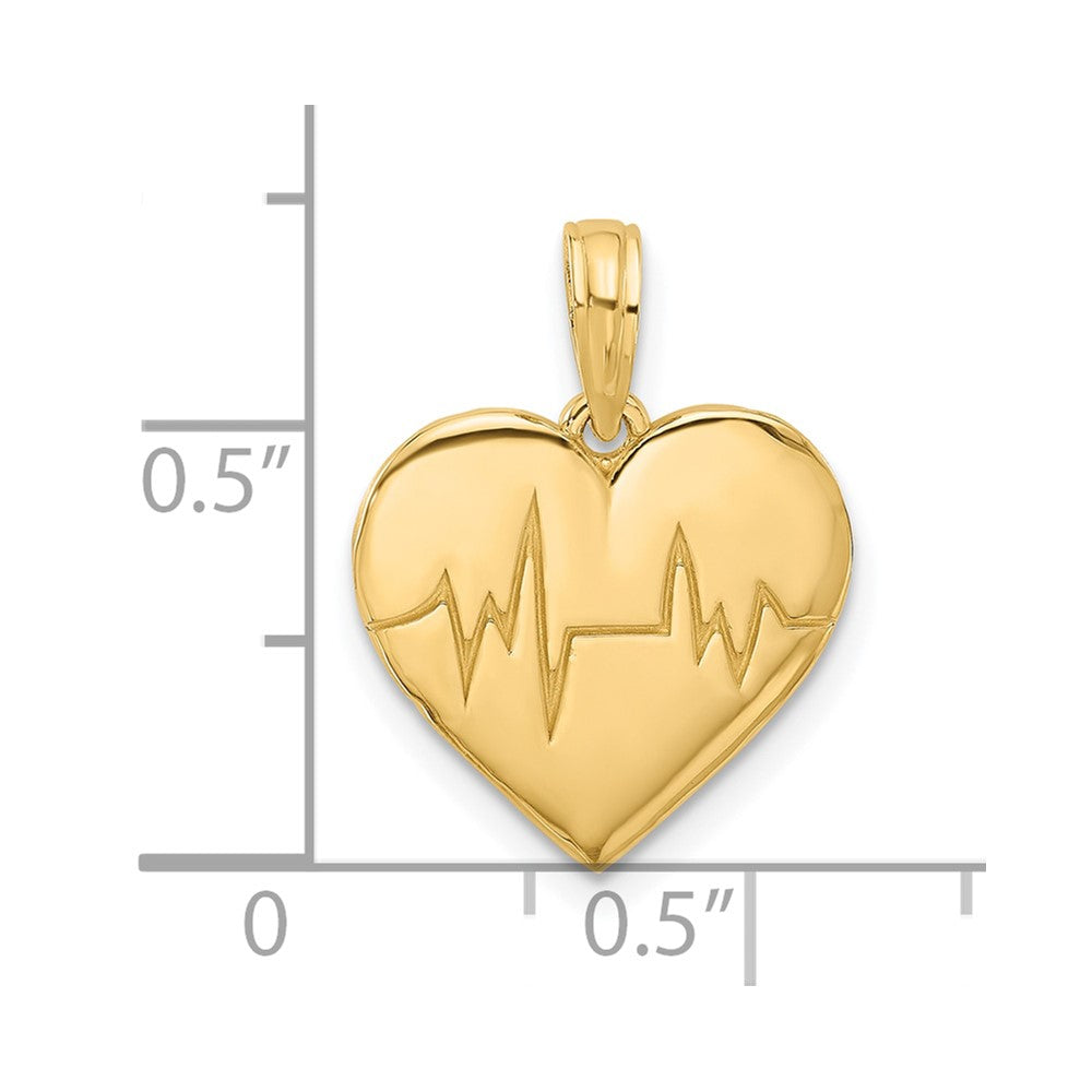 14K Yellow Gold Polished Fancy EKG Heartbeat Charm