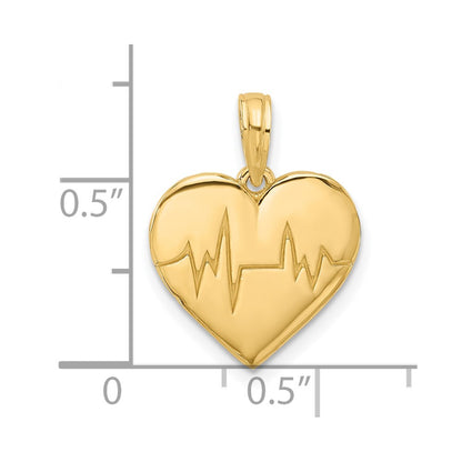 14K Yellow Gold Polished Fancy EKG Heartbeat Charm