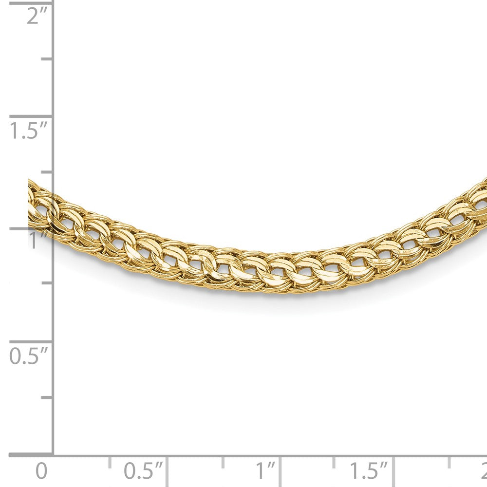 14K Yellow Gold Polished 4.5mm Fancy Diamond-cut Link 18 Inch Necklace
