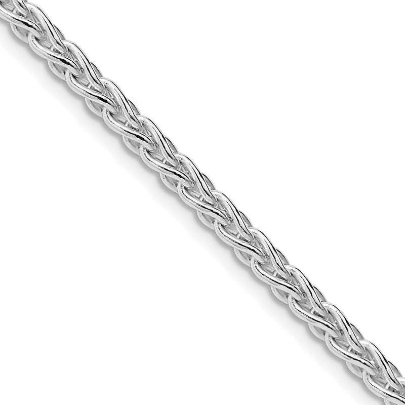 Sterling Silver Rhodium-plated 3.7mm Round Spiga 28 Inch Chain
