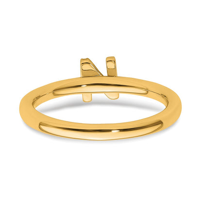 14K Yellow Gold Stackable Diamond Initial N Size 7 Ring