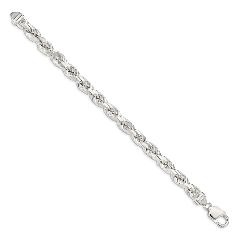 Sterling Silver 7.8mm Diamond-cut Rope Chain