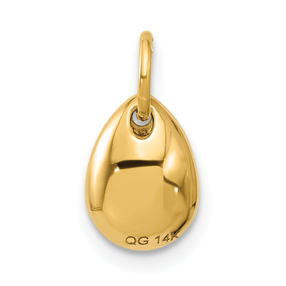 14K Yellow Gold 3-D Green Epoxy Fancy Avocado Charm
