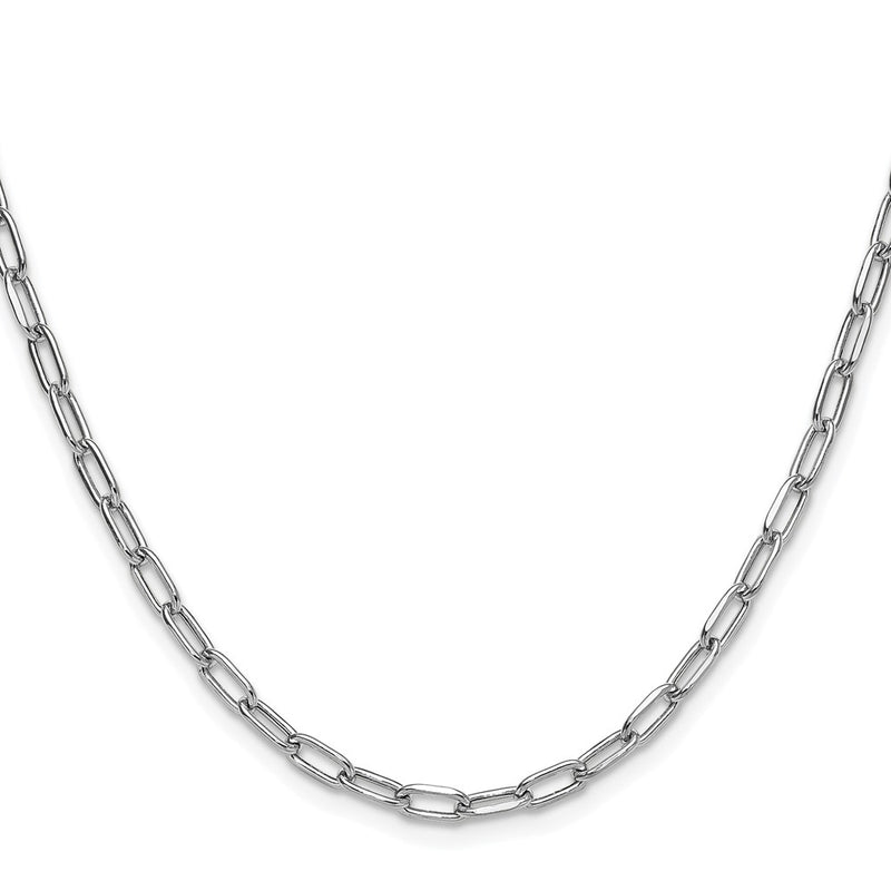14K White Gold 3.7mm Semi-Solid Beveled Paperclip 18 Inch Chain