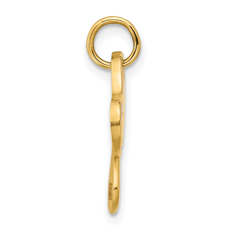 14K Yellow Gold Enameled Flat Toadstool Charm