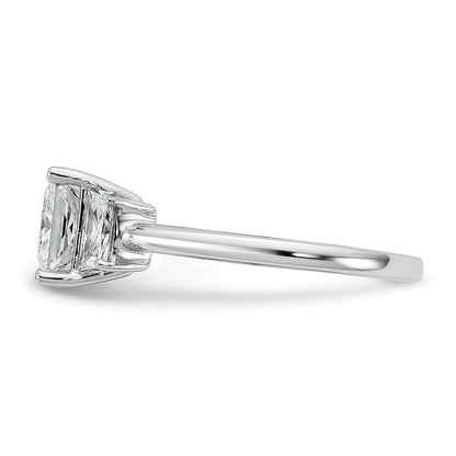 14K White Gold 2 carat Lab Grown Diamond VS+ F+ Princess and Trapezoid Complete Three Stone Engagement Ring