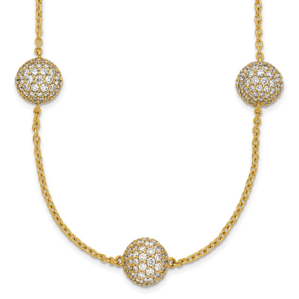 14K Yellow Gold 10 5/8 carat Lab Grown Diamond VS/SI+ G+ Complete 18 Inch 10mm Sphere Necklace