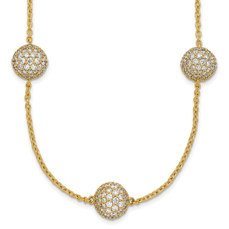 14K Yellow Gold 10 5/8 carat Lab Grown Diamond VS/SI+ G+ Complete 18 Inch 10mm Sphere Necklace