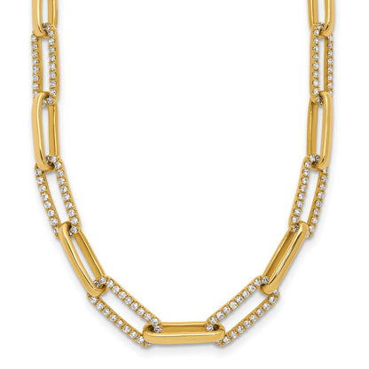 14K Yellow Gold 3 3/4 carat Lab Grown Diamond VS/SI+ G+ 18 Inch Fashion Paperclip Necklace