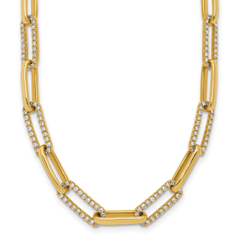 14K Yellow Gold 3 3/4 carat Lab Grown Diamond VS/SI+ G+ 18 Inch Fashion Paperclip Necklace