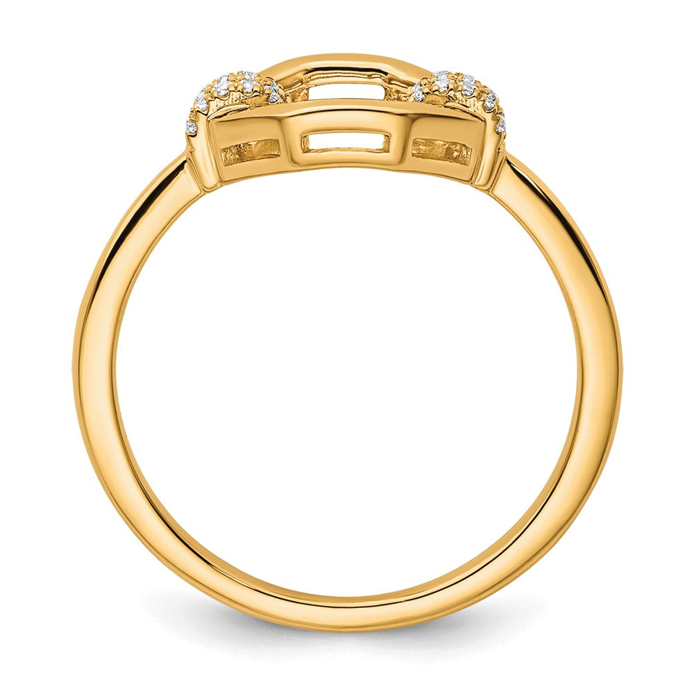 14K Yellow Gold Polished Diamond Octogon Fashion Ring