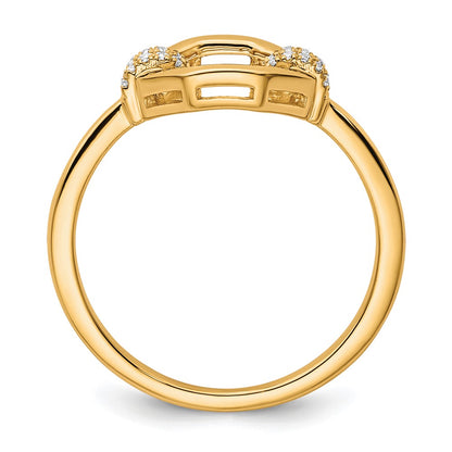 14K Yellow Gold Polished Diamond Octogon Fashion Ring