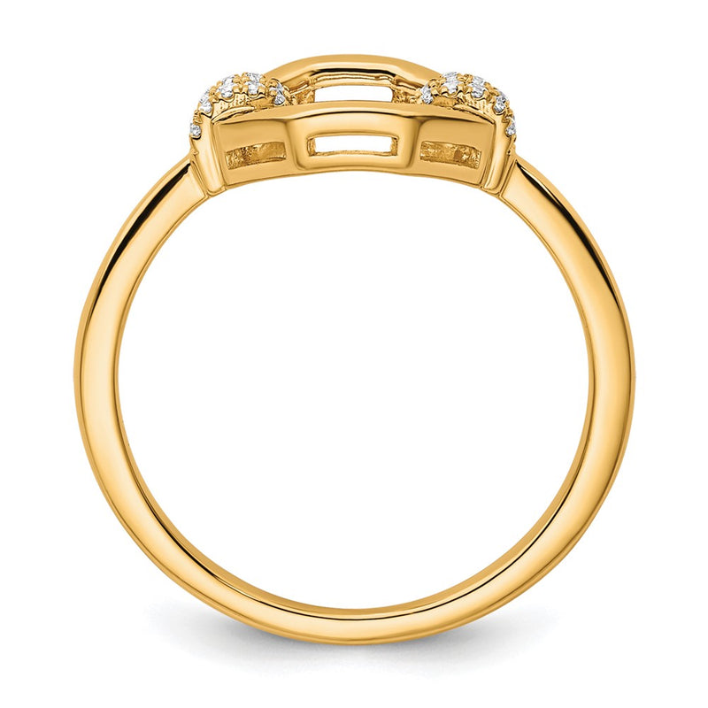 14K Yellow Gold Polished Diamond Octogon Fashion Ring