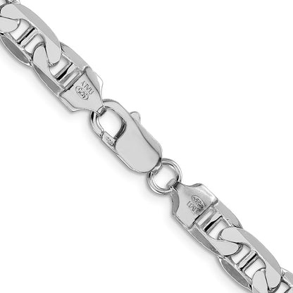 Sterling Silver Rhodium-plated 7mm Flat Anchor 24 Inch Chain