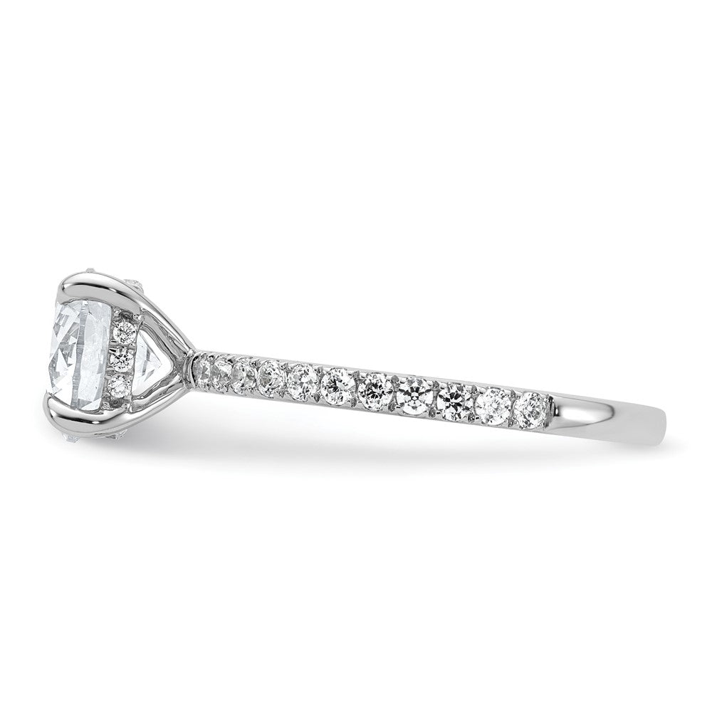 14K White Gold 2 carat Certified Lab Grown Diamond VS+ F+ Round Complete Solitaire with Flair Engagement Ring