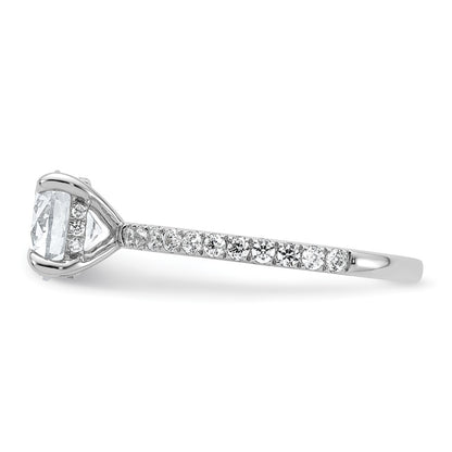 14K White Gold 2 carat Certified Lab Grown Diamond VS+ F+ Round Complete Solitaire with Flair Engagement Ring
