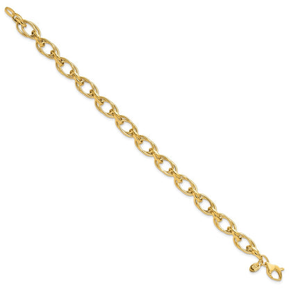 14K Yellow Gold Polished 7.5mm Fancy Double Link 8 Inch Bracelet